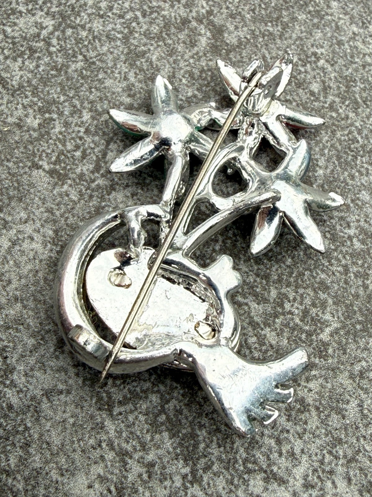 Vintage Mother Brooch Silver Tone Flower Pin Grandmother Mum Mom Colourful