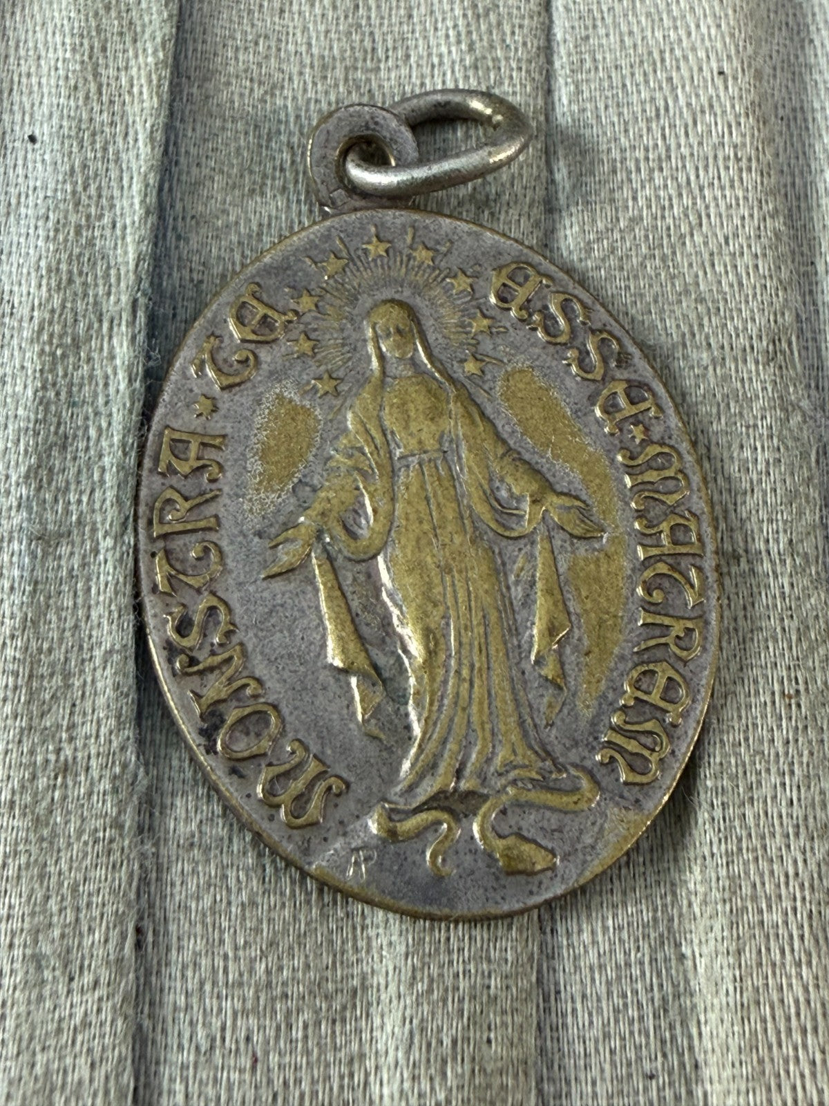 Vintage Children of Mary Sodality Medal Immaculate Conception Silver Tone Brass