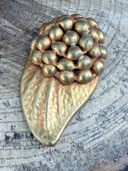 Vintage Gold Tone Berry Cluster Leaf Dress Clip 1930s Art Deco Raspberry