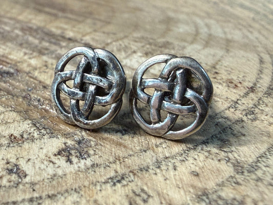 Vintage Kit Heath Sterling Silver Celtic Knot Stud Earrings 1994 Signed