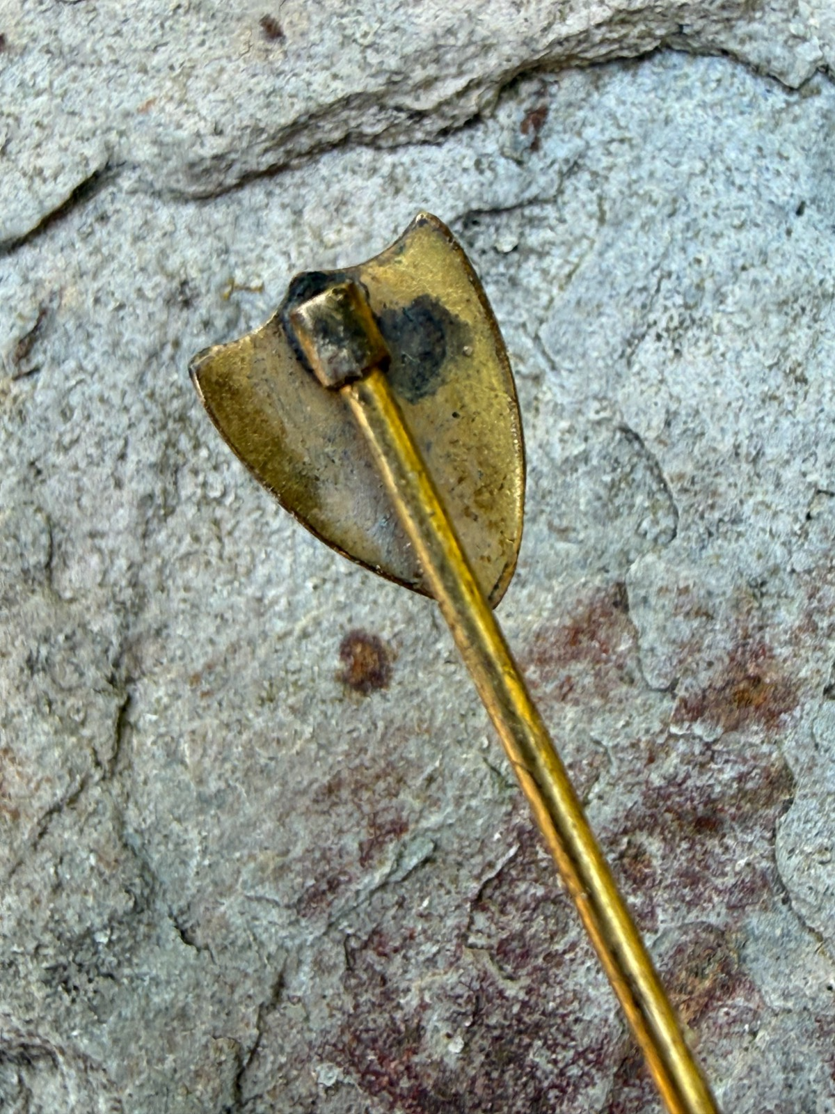 Antique Shield Stick Pin Lapel Tie Cravat Medieval Victorian 1800s Gilt Gold