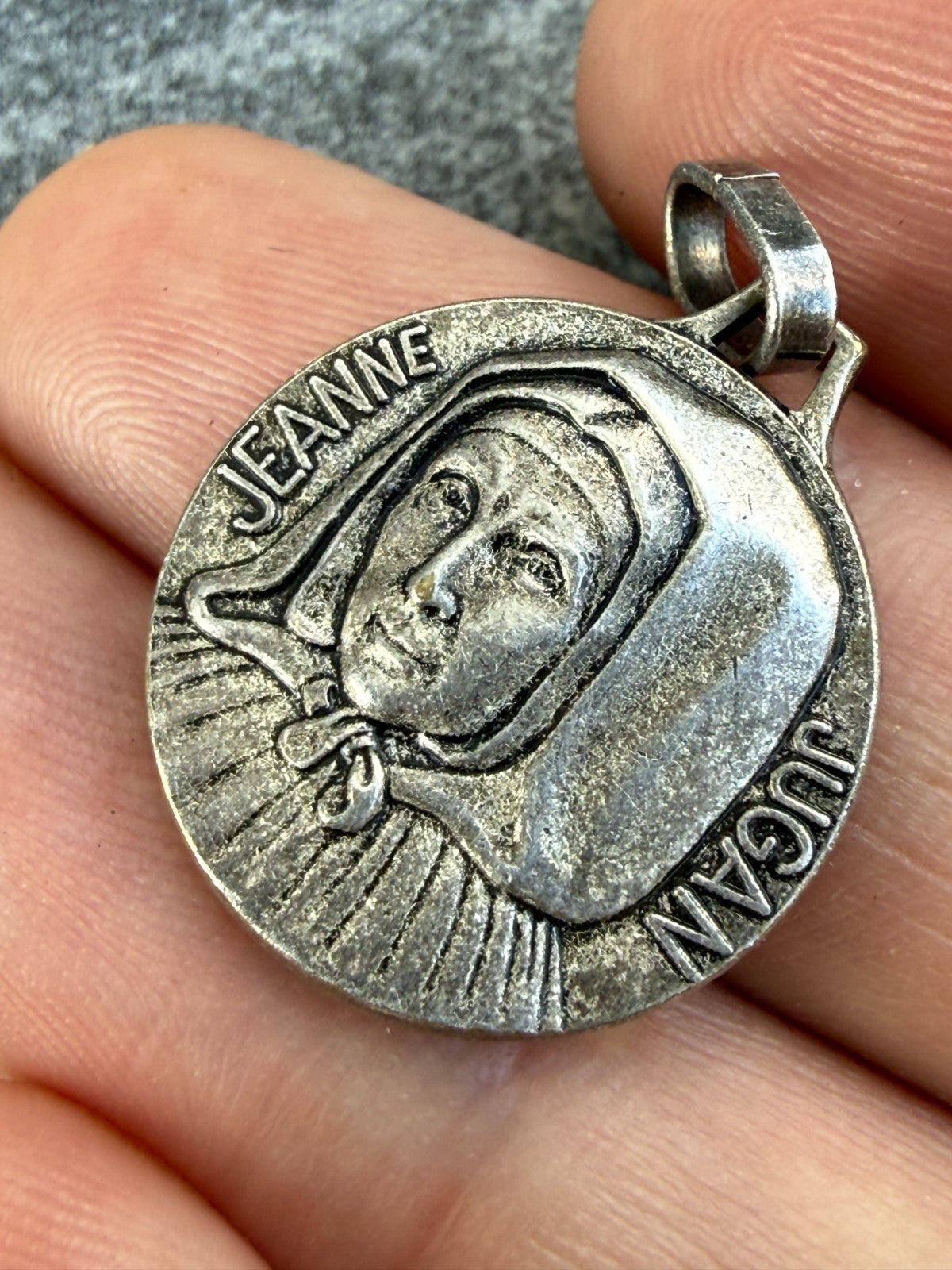 Vintage Jeanne Jugan Medal Silver Tone French Catholic Medallion Mary of Cross