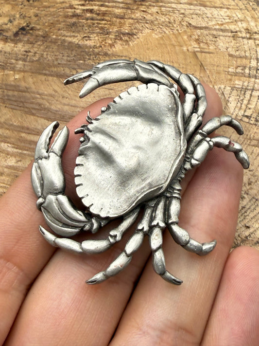 Rare Vintage JJ Jonette Pewter Crab Brooch