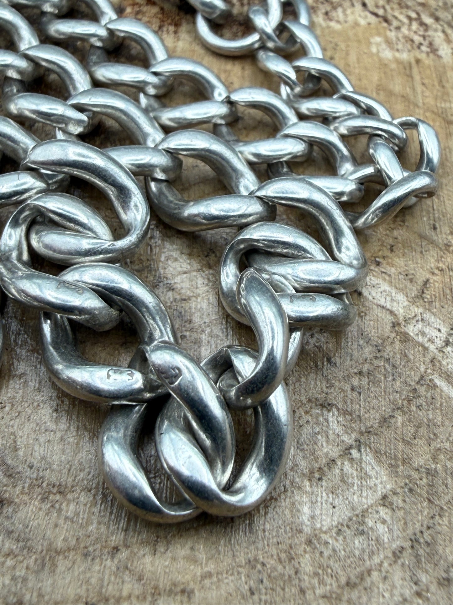 Antique Sterling Silver Albert Watch Chain with Victorian Coin Fob