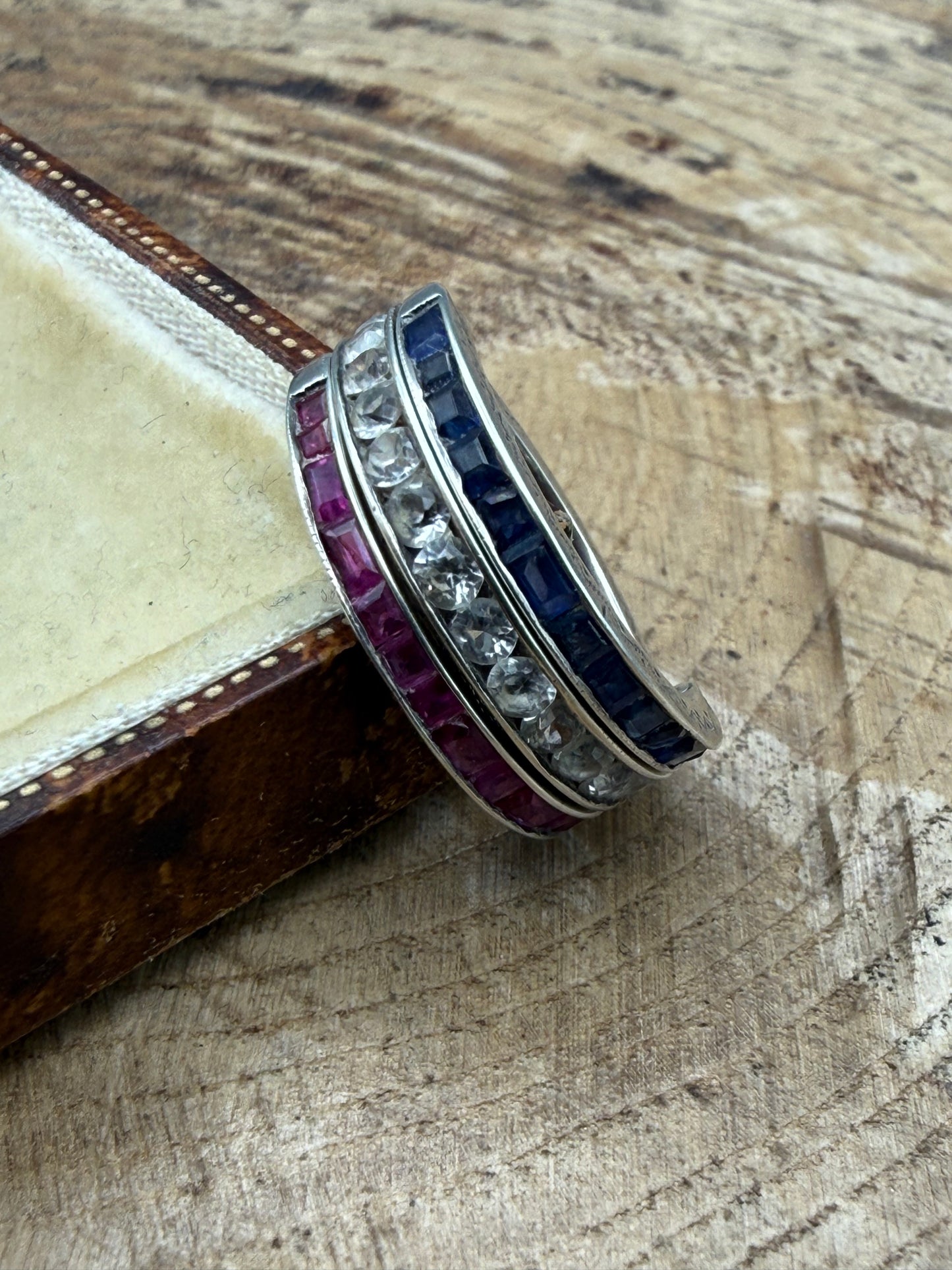 Vintage Silver Night & Day Flip Swivel Ring, Size J