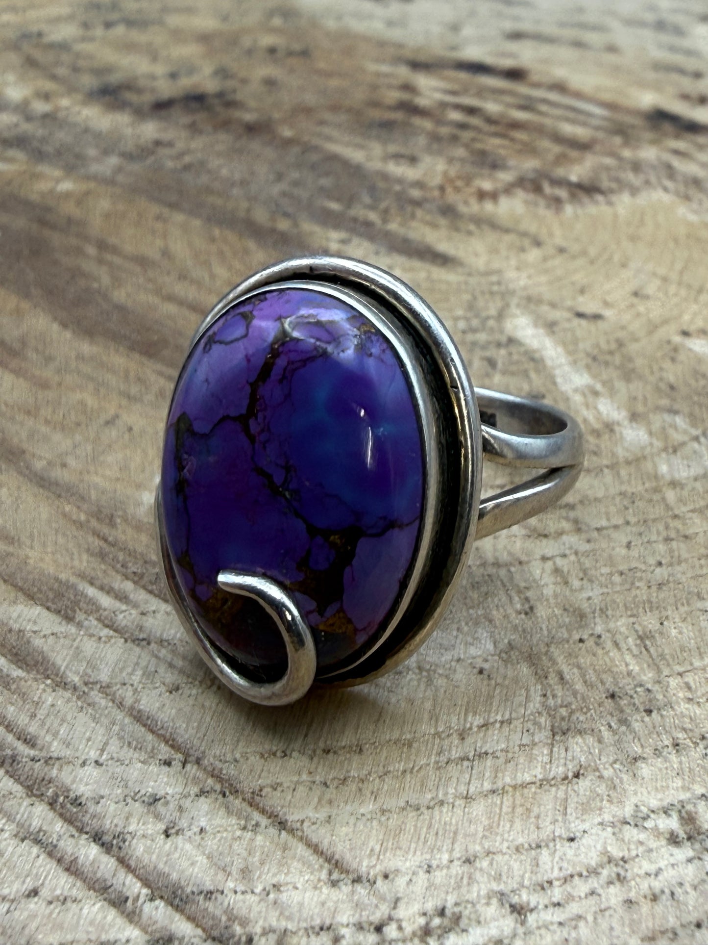 Artisan Sterling Silver Copper Turquoise Ring, Size O
