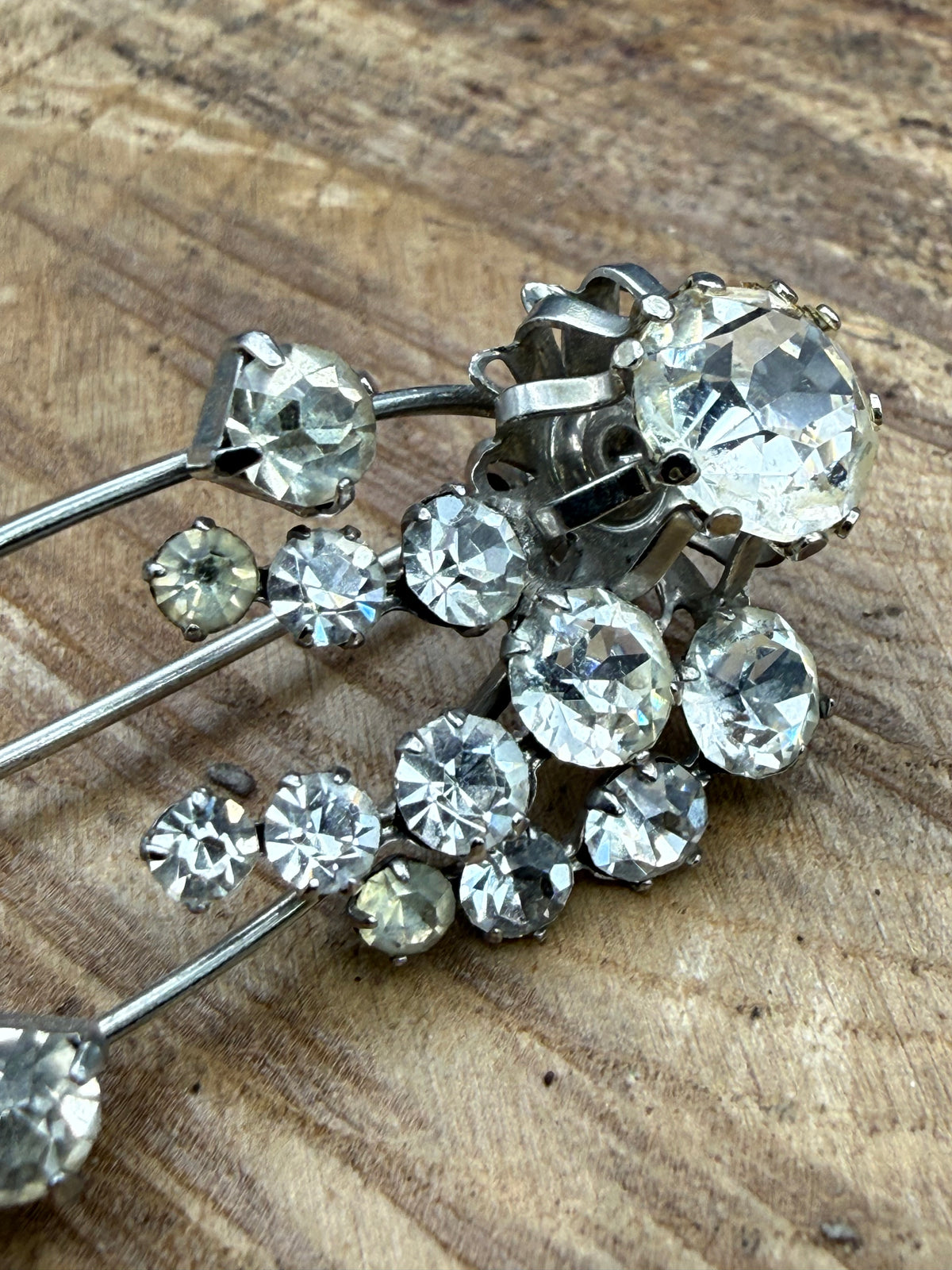 Vintage Abstract Sparkly Bar Brooch