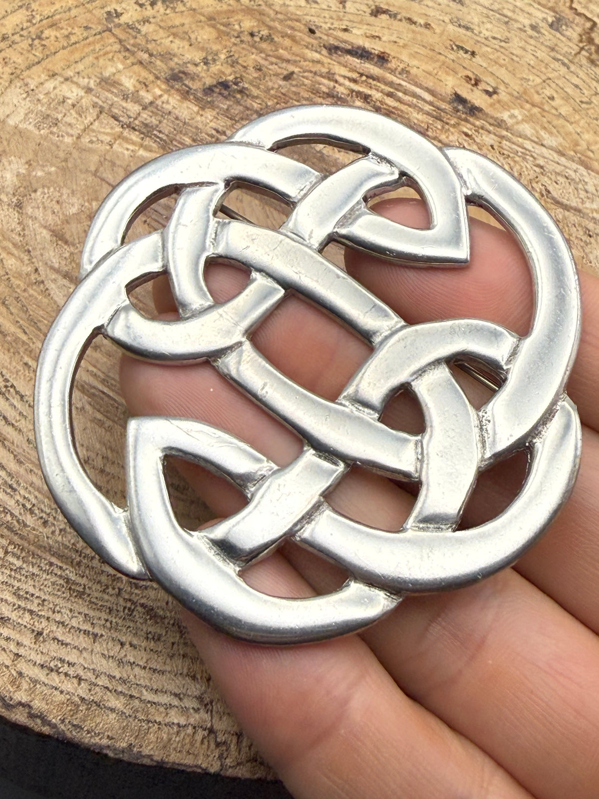 Large St Justin Pewter Lugh's Knot Brooch