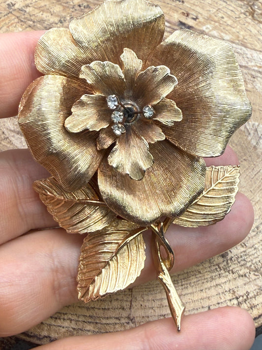 Vintage Large Statement Rose Brooch