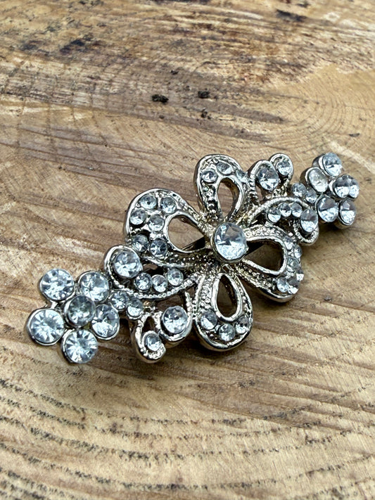 Vintage Rhinestone Floral Brooch