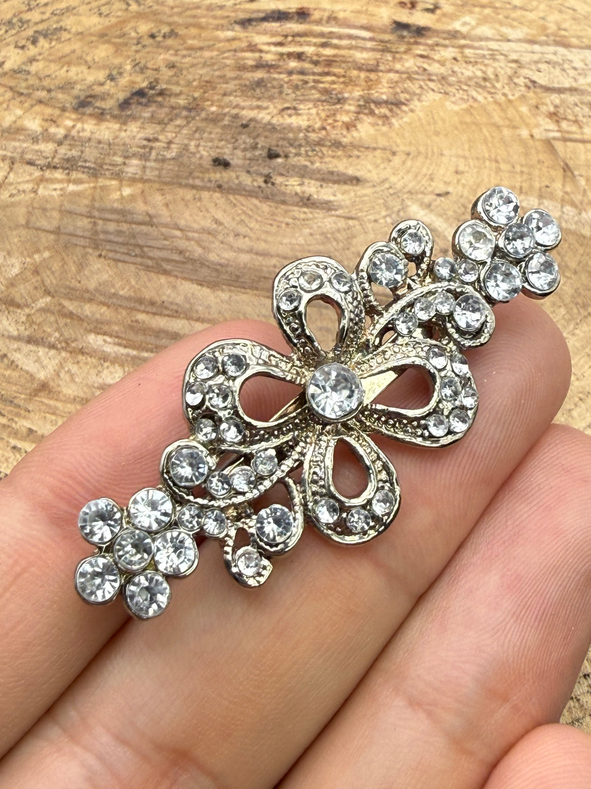 Vintage Rhinestone Floral Brooch