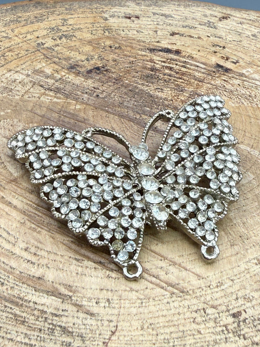 Vintage Pave Rhinestone Butterfly Brooch