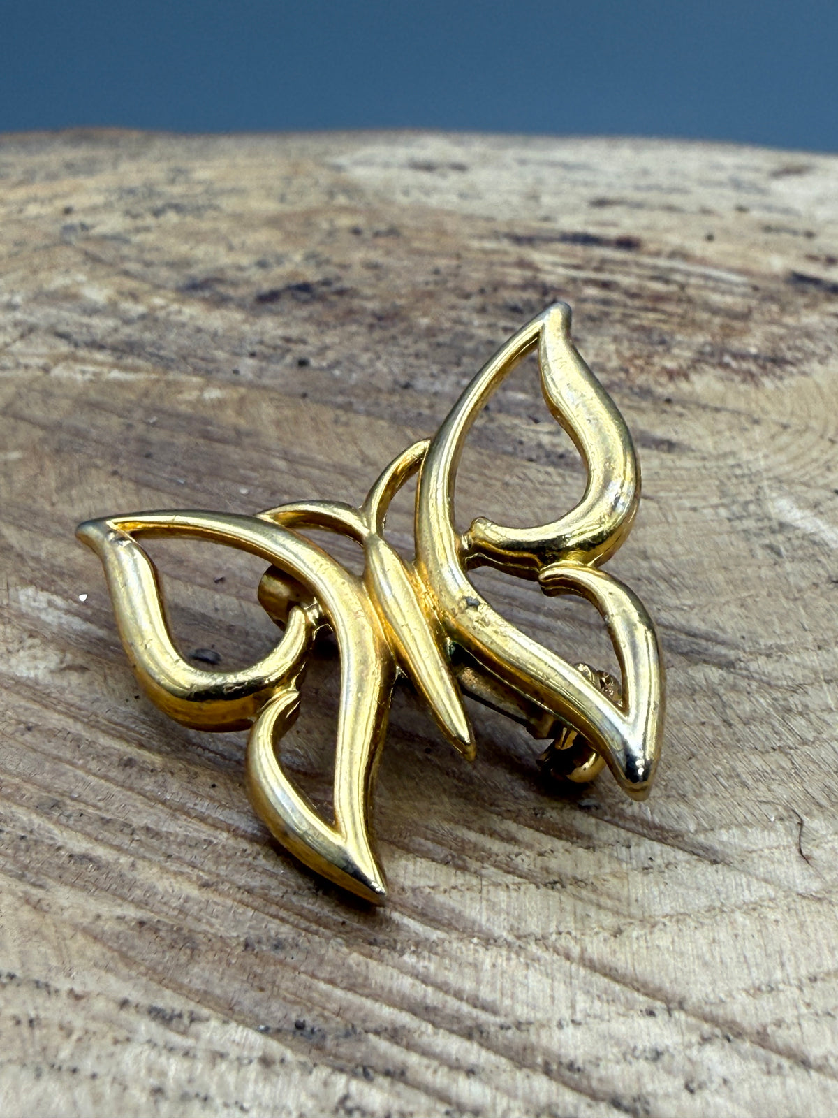 Vintage Abstract Gold Tone Butterfly Brooch