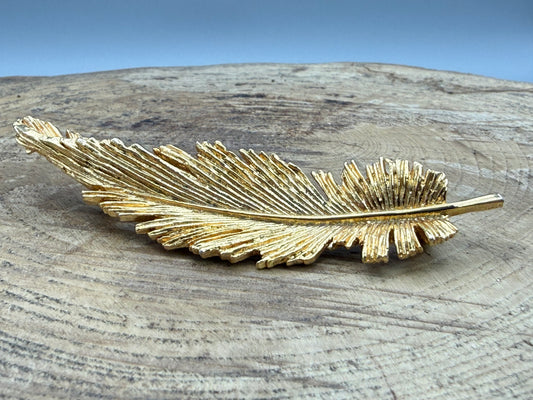 Vintage Coro Textured Feather Brooch