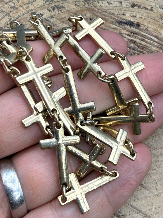 Vintage Cascading Crosses Statement Necklace
