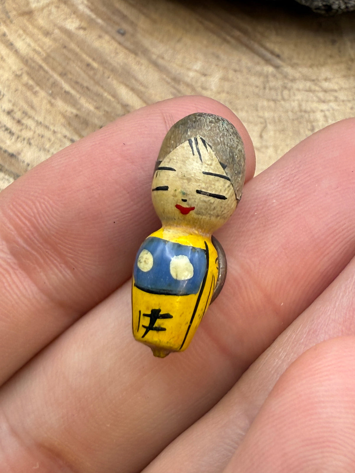 Vintage Painted Wood Kokeshi Doll Charm