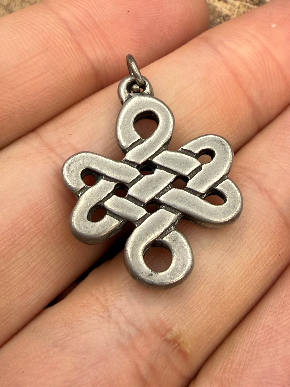 Vintage Pewter Endless Knot Pendant