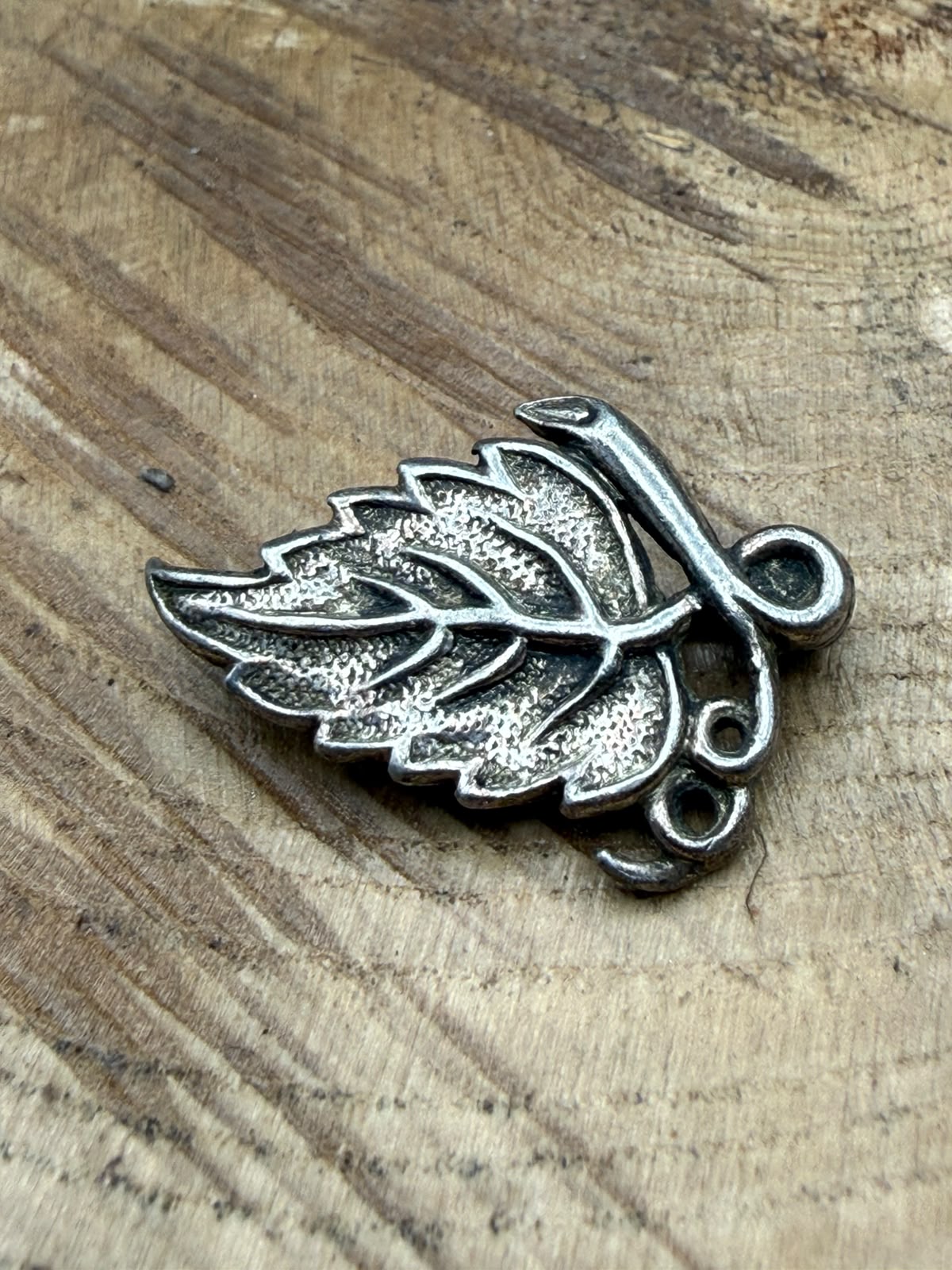 Small Silver Tone Leaf Brooch