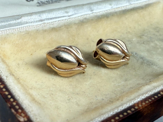 Vintage 9ct Gold Tulip Stud Earrings