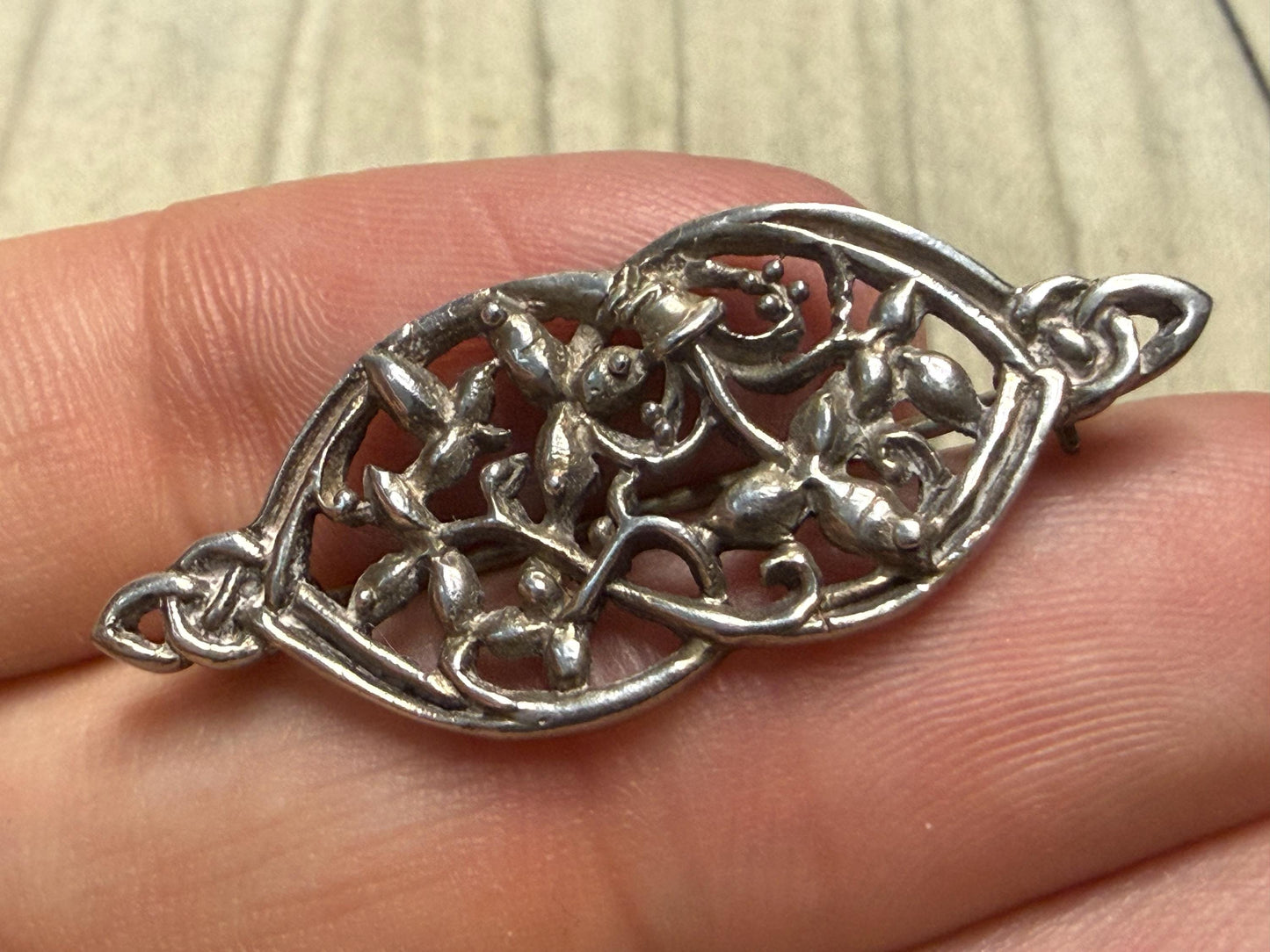 Art Nouveau Style Kit Heath Sterling Silver Brooch
