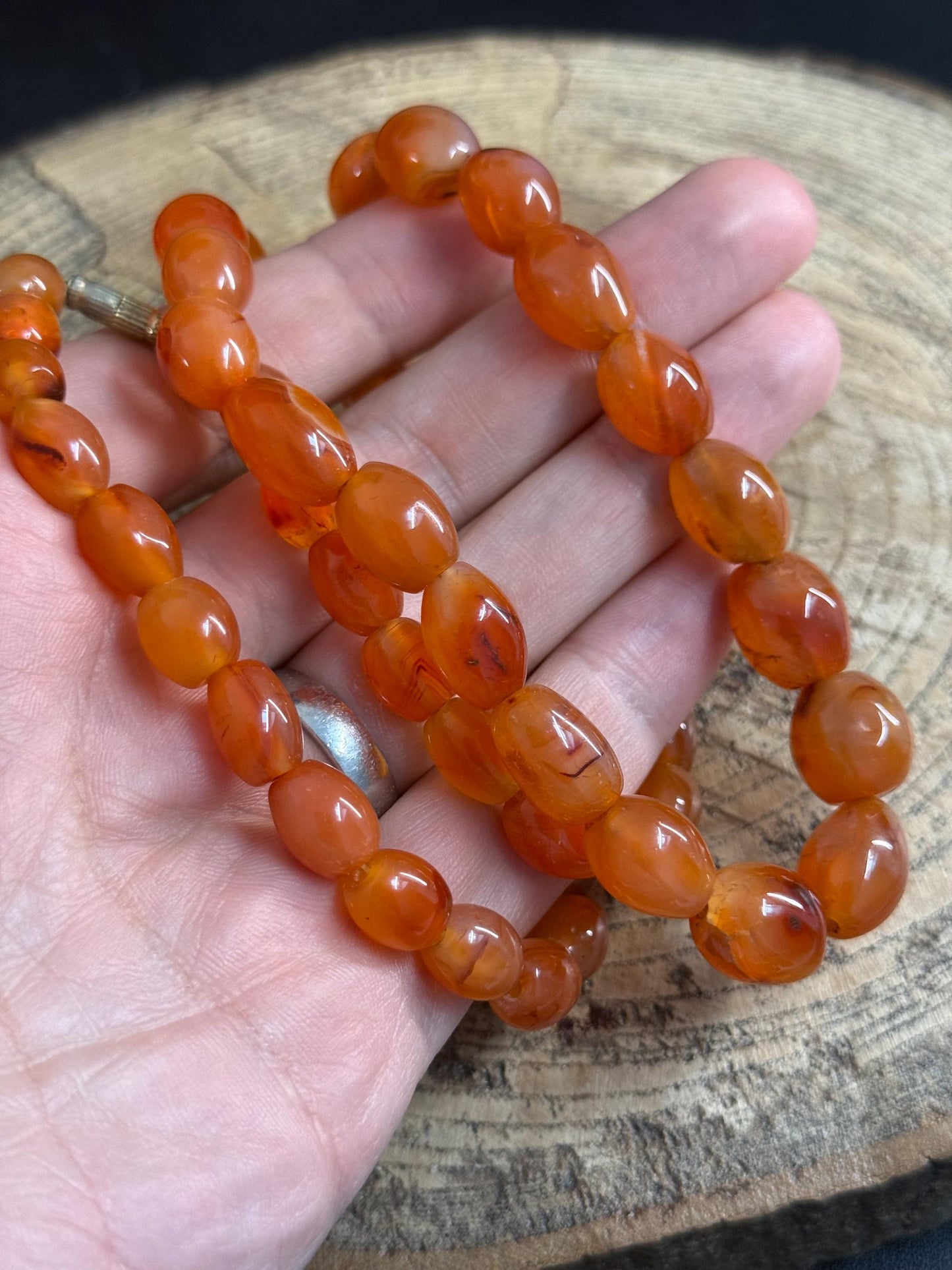 Vintage Chunky Carnelian Beaded Necklace