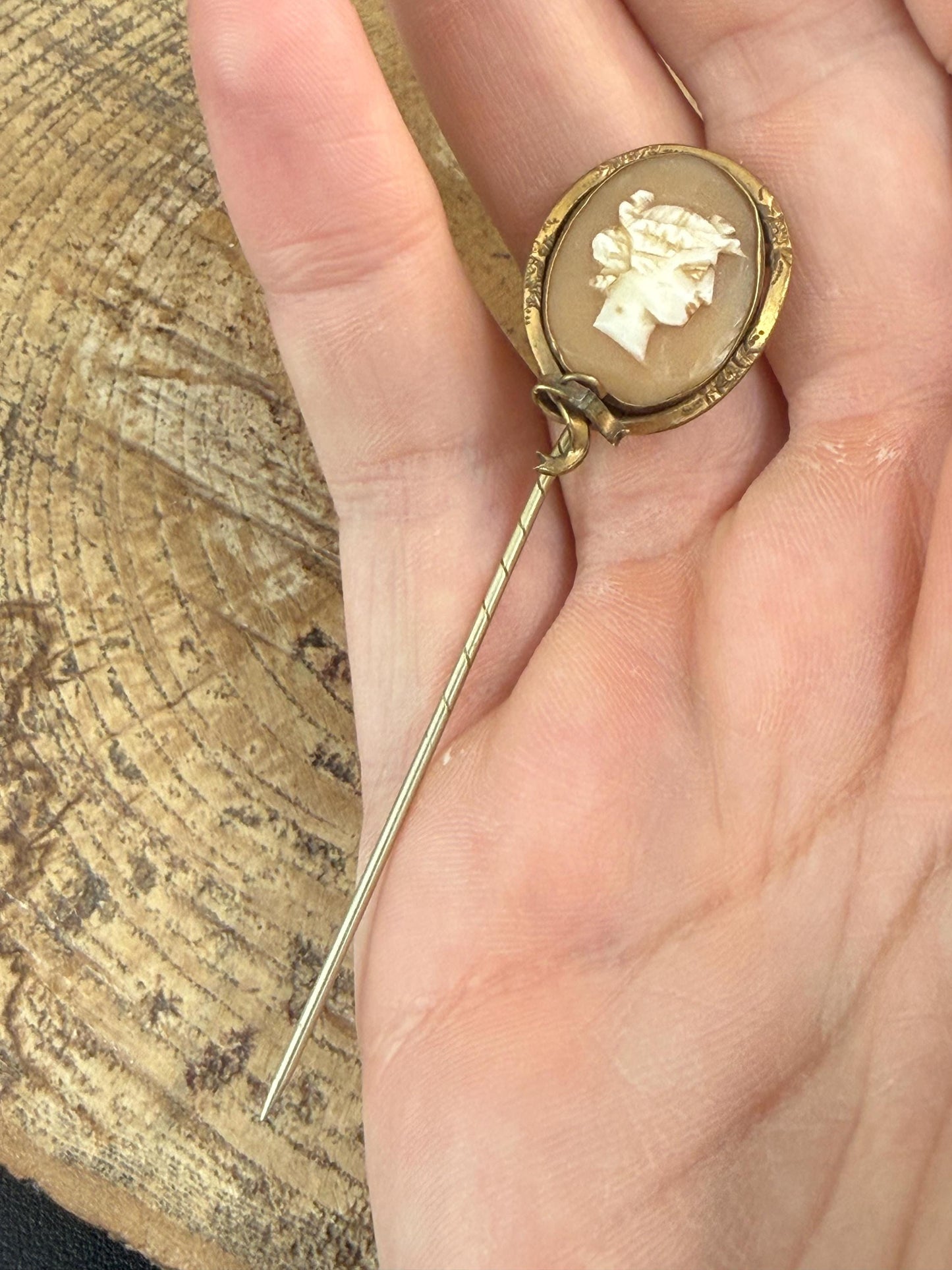 Antique Neoclassical Cameo Shell Stick Pin