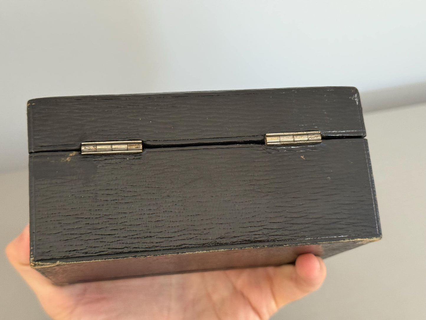 Antique Victorian Travelling Jewellery Box, Green Velvet