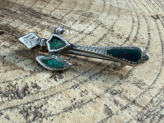 Antique Sterling Silver Scottish Axe Brooch