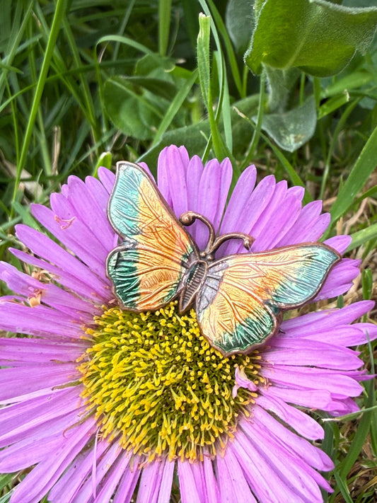 Antique Art Deco Enamel Butterfly Brooch