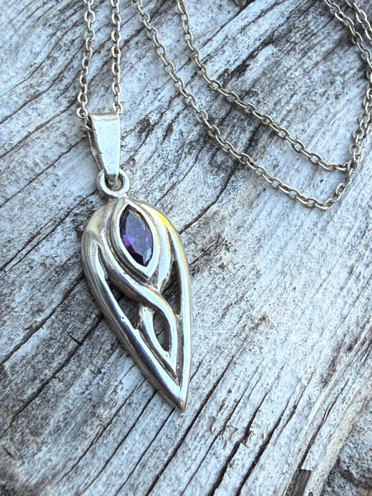 Art Nouveau Inspired Sterling Silver & Amethyst Necklace