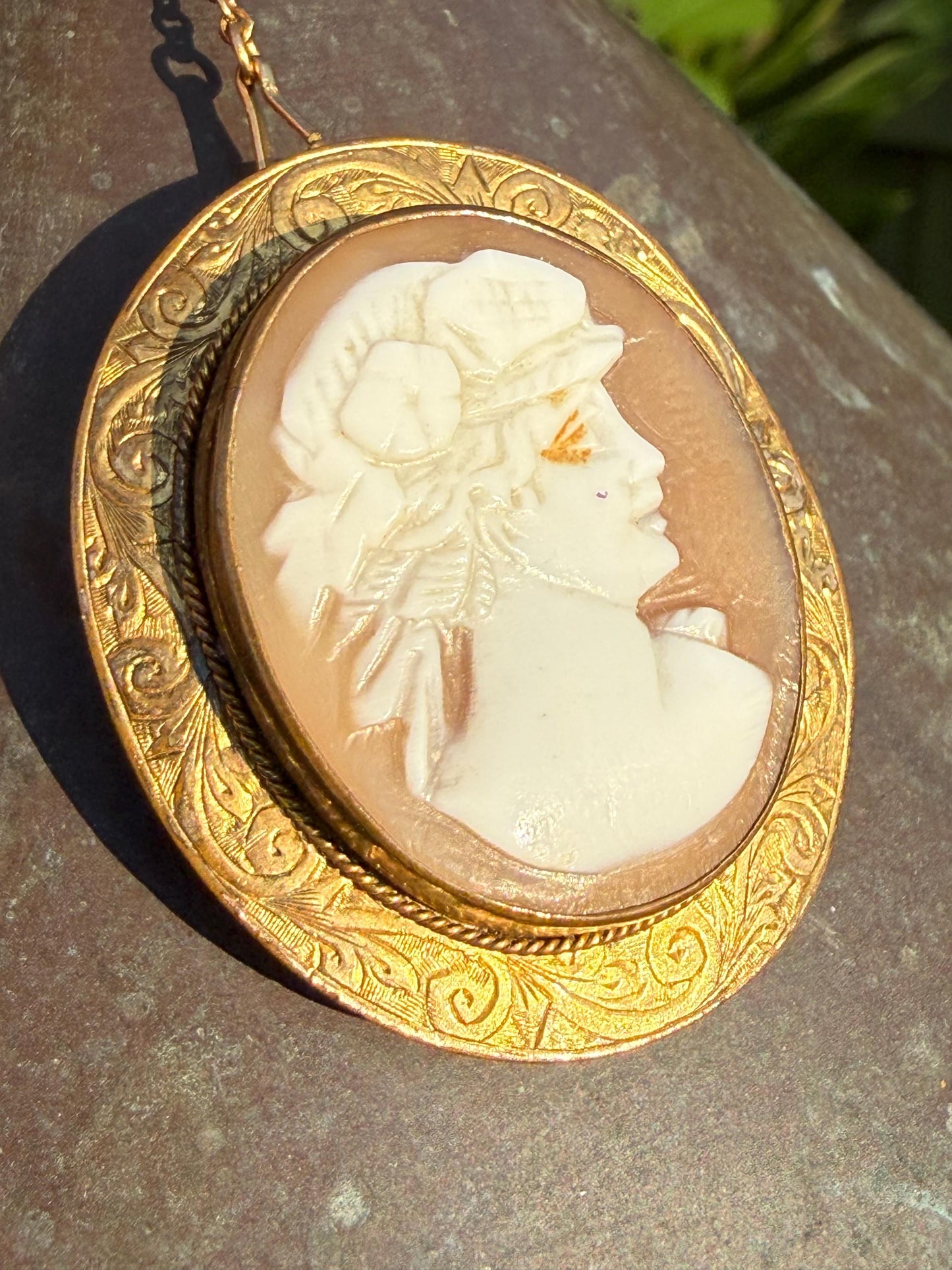 Antique Victorian Cameo Brooch of Greek Goddess Flora