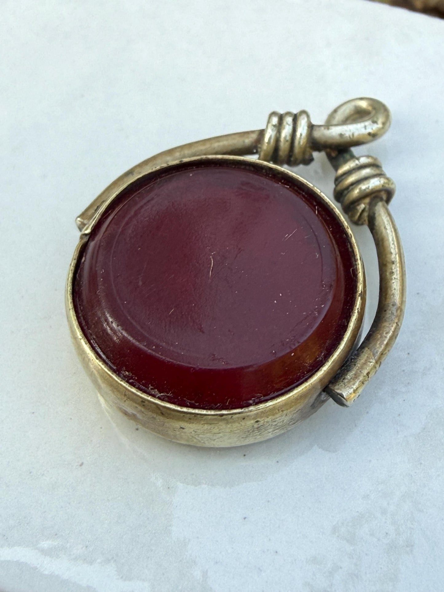 Antique Banded Agate & Carnelian Spinning Watch Fob