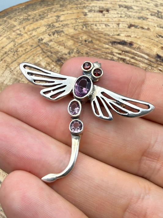 Vintage Sterling Silver Dragonfly Brooch