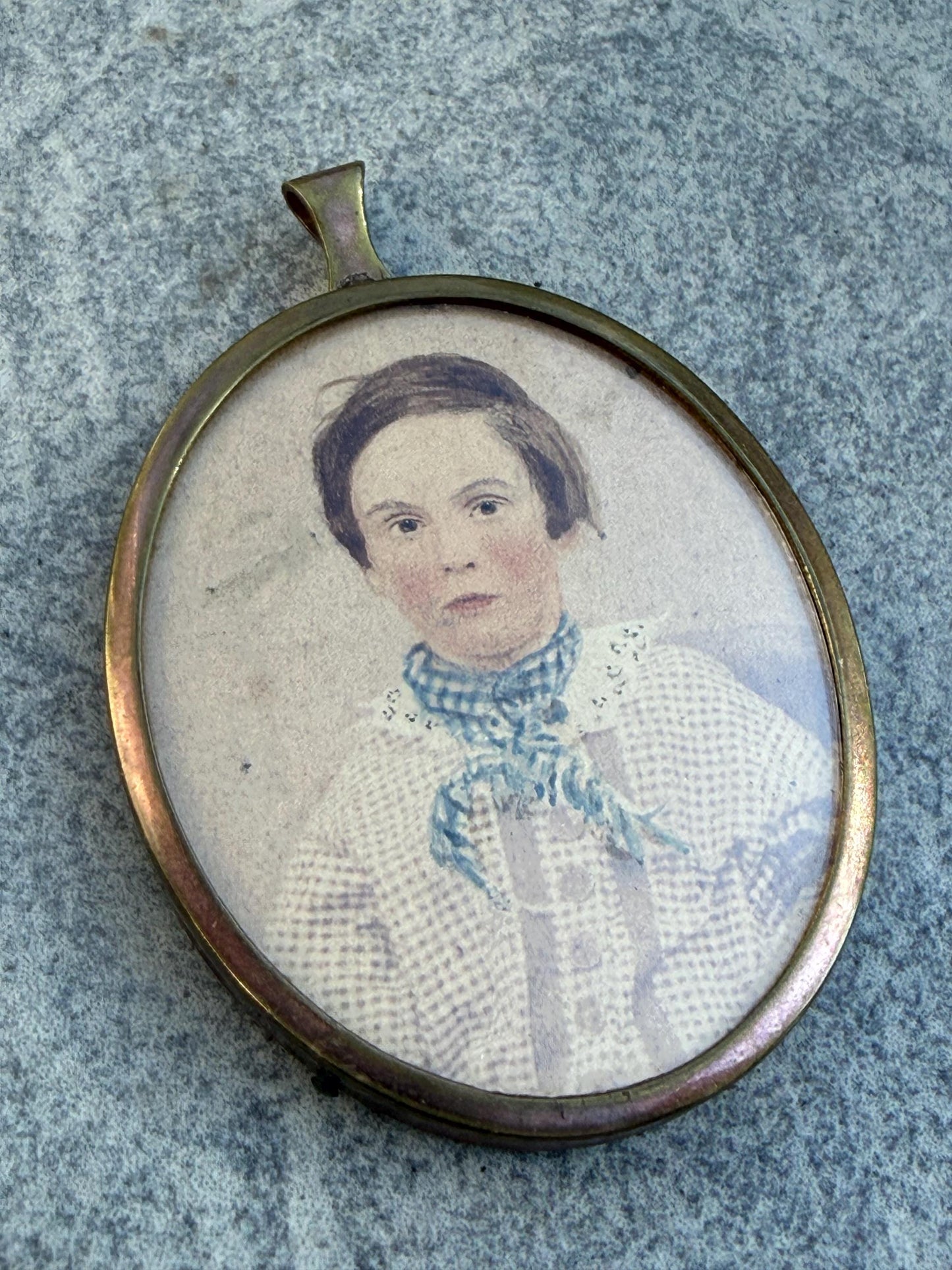 Antique Miniature Portrait, Victorian Boy in Travel Case