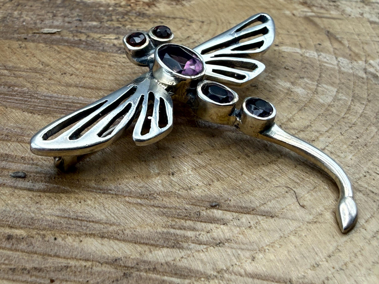 Vintage Sterling Silver Dragonfly Brooch