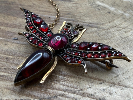 Antique Victorian Garnet Bug Brooch