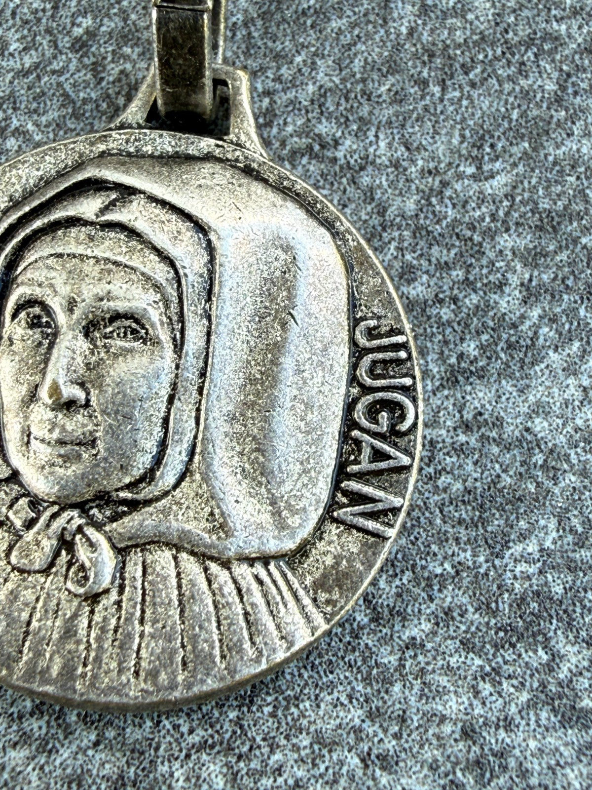 Vintage Jeanne Jugan Medal Silver Tone French Catholic Medallion Mary of Cross