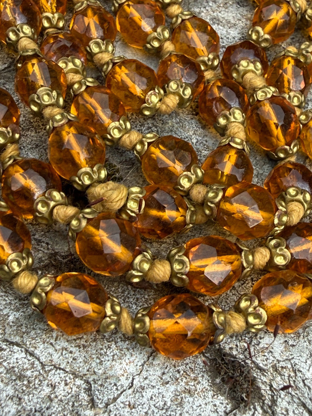 Vintage Orange Glass Bead Necklace Long Flapper Opera Strand No Clasp 136cm
