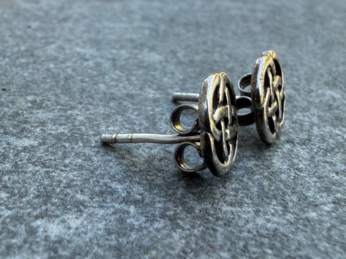 Vintage Kit Heath Sterling Silver Celtic Knot Stud Earrings 1994 Signed