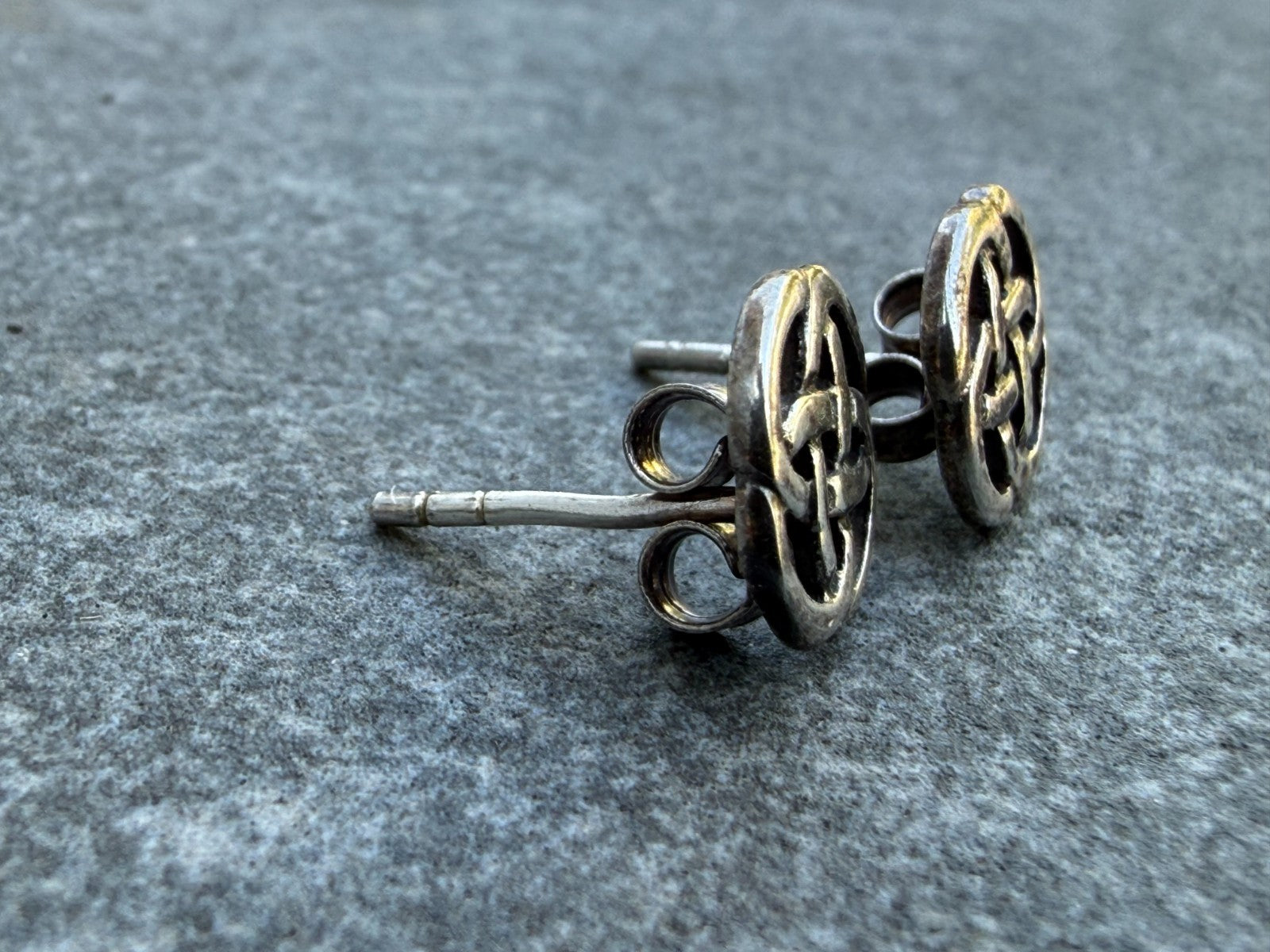 Vintage Kit Heath Sterling Silver Celtic Knot Stud Earrings 1994 Signed