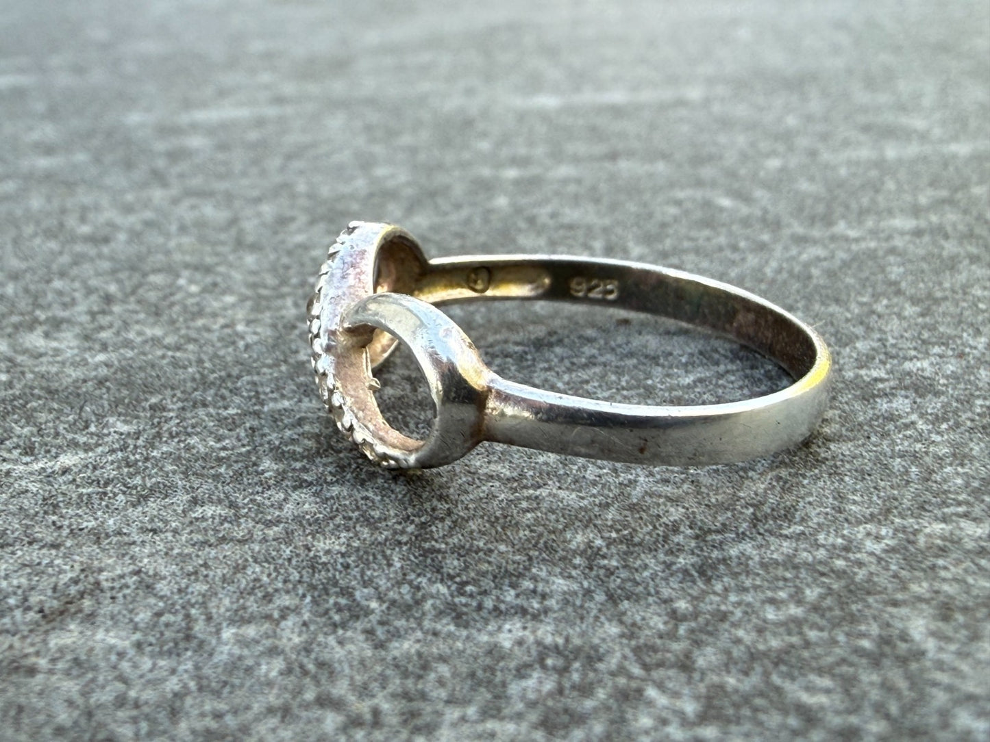 Sterling Silver Infinity Promise Ring Sparkly Clear Gemstone Size M 1/2