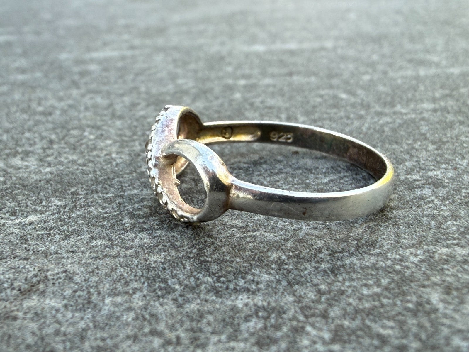 Sterling Silver Infinity Promise Ring Sparkly Clear Gemstone Size M 1/2