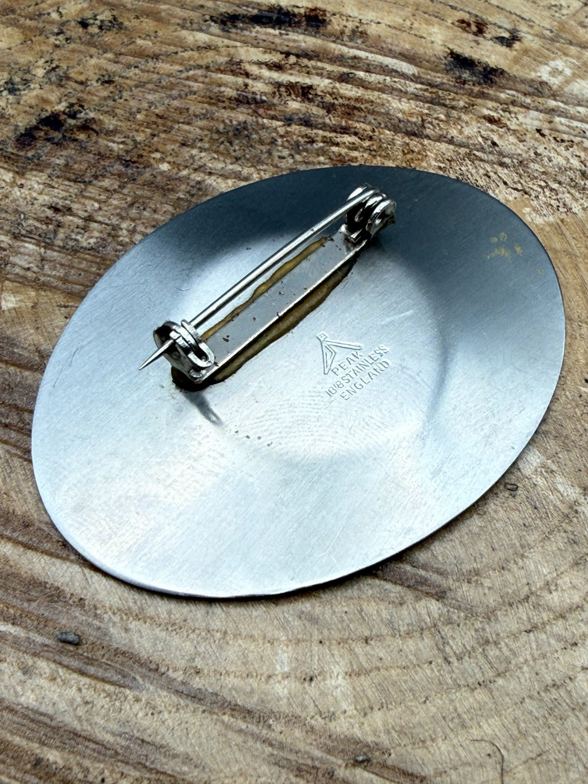 Vintage Modernist Brooch Stainless Steel Peak Sunburst Abalone Shell Pin