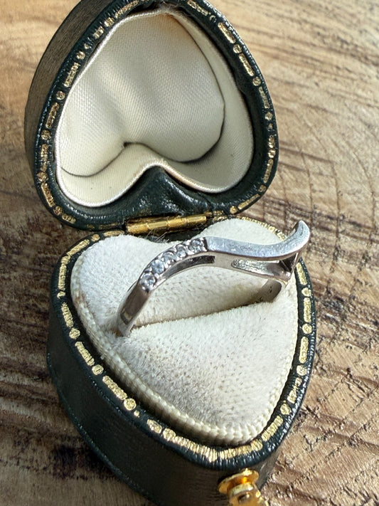 Vintage Sterling Silver Wave Ring 925 Dainty Minimalist S-Shape Stackable Size L
