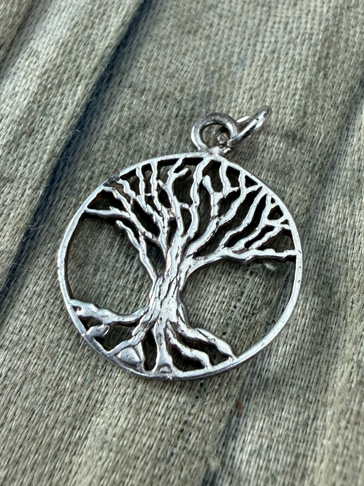 Sterling Silver Tree of Life Pendant Openwork Disc Charm 925 Unisex Spiritual