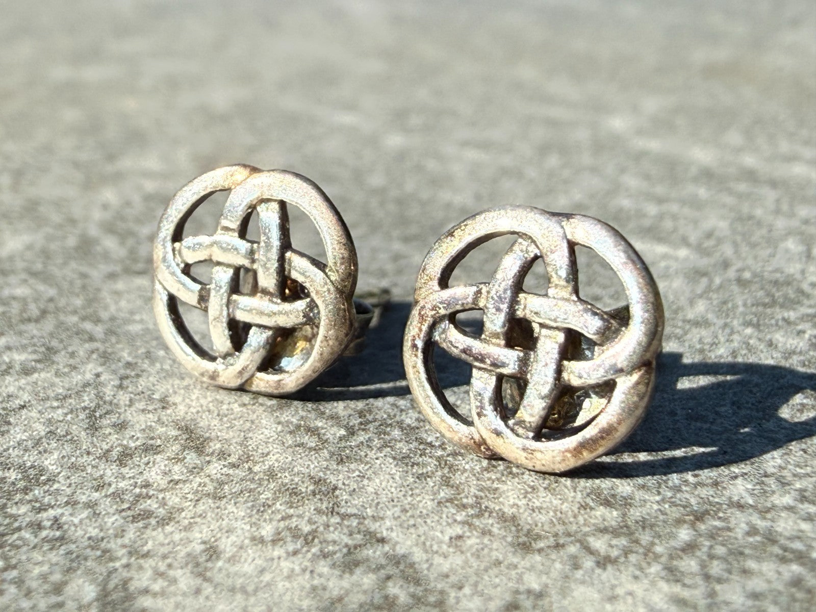 Vintage Kit Heath Sterling Silver Celtic Knot Stud Earrings 1994 Signed