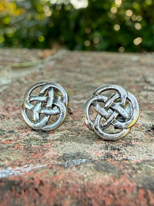 Vintage Kit Heath Sterling Silver Celtic Knot Stud Earrings 1994 Signed