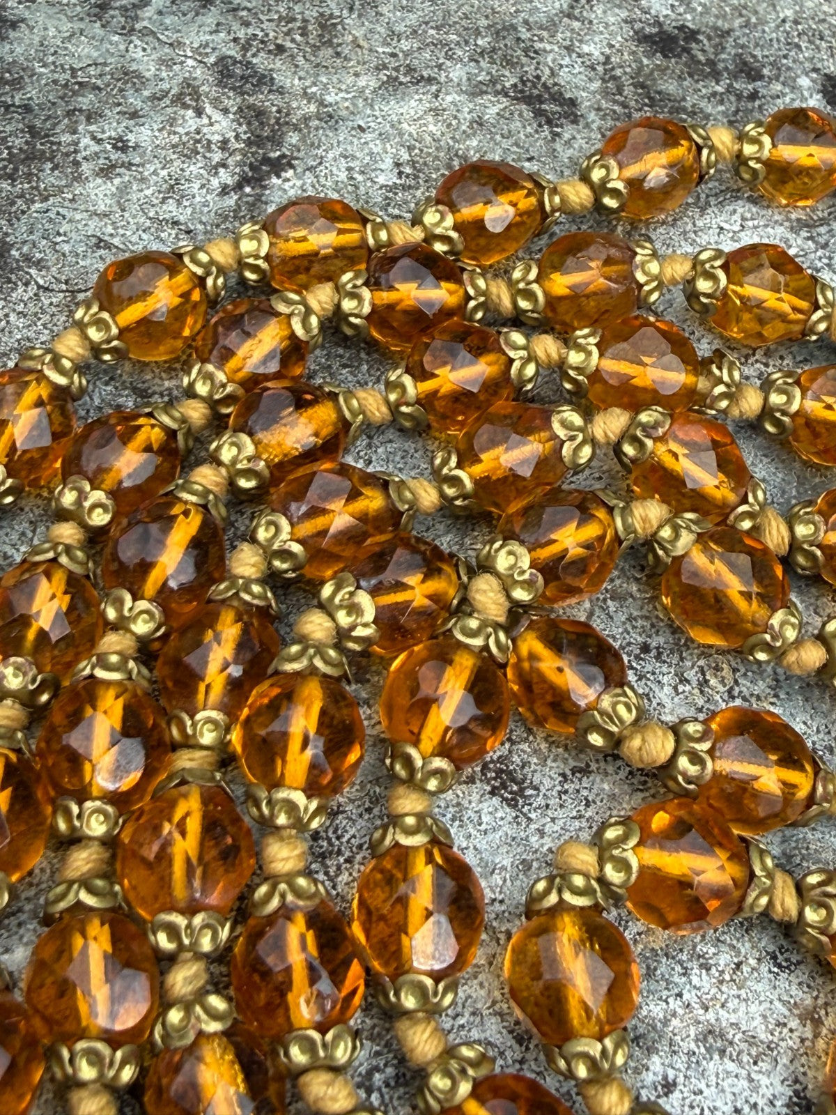 Vintage Orange Glass Bead Necklace Long Flapper Opera Strand No Clasp 136cm