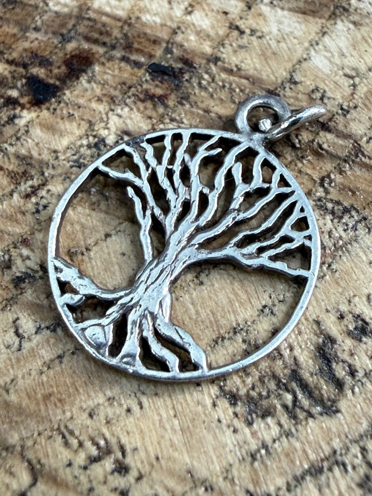 Sterling Silver Tree of Life Pendant Openwork Disc Charm 925 Unisex Spiritual