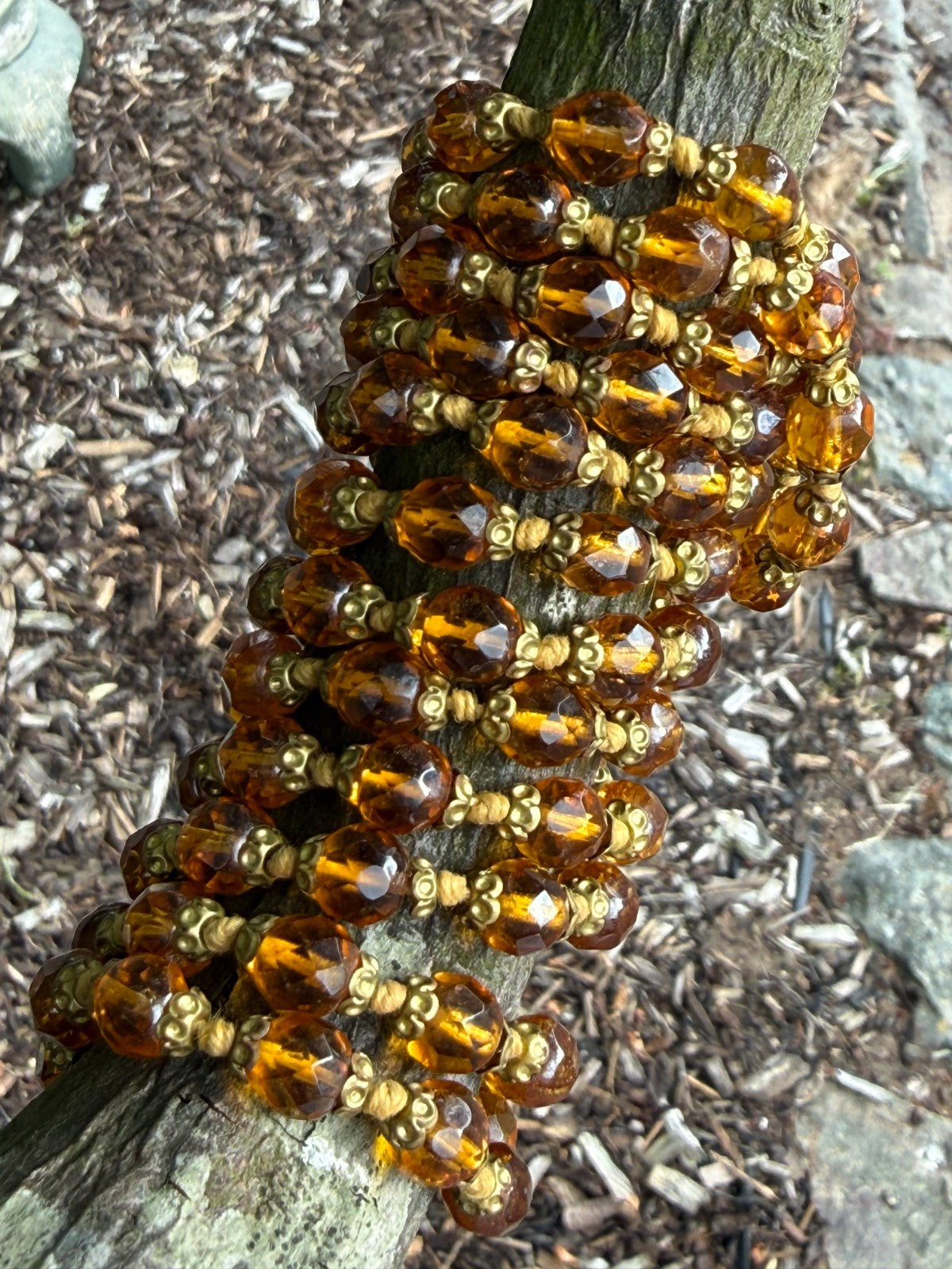 Vintage Orange Glass Bead Necklace Long Flapper Opera Strand No Clasp 136cm
